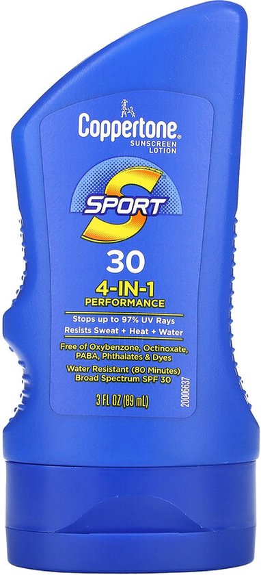 Coppertone - Sport, Lotion écran solaire - Performance 4-en-1 - SPF 30 - 89  ml | bol