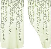 Transparante voile gordijnen gordijn sjaal decosjaal voor slaapkamer woonkamer bloemenprint 100x270cm (groen)