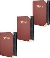 3 pack Menumap | A5 | wijnrood | menukaart mappen | menuhoezen