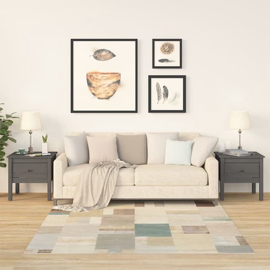 vidaXL - Bijzettafels - 2 - st - 50x50x49 - cm - massief - grenenhout - grijs