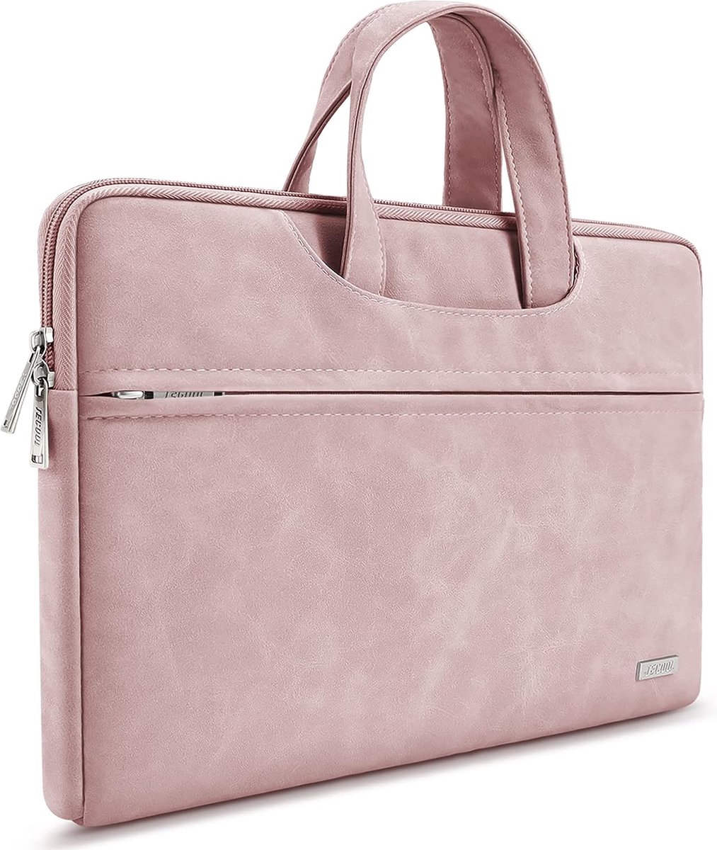Licht roze laptop tas 15-15,6 inch - Waterdichte beschermhoes met handvat en vakken