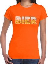 Bier tekst t-shirt oranje dames -  feest shirt Bier voor dames L