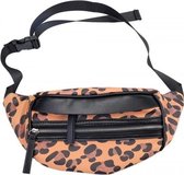 Zwart/bruin luipaardprint/panterprint heuptasje/schoudertasje 30 cm voor meisjes/dames - Festival fanny pack/bum bag