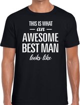 This is what an awesome best man looks like cadeau t-shirt zwart heren - kado voor een huwelijks getuige M