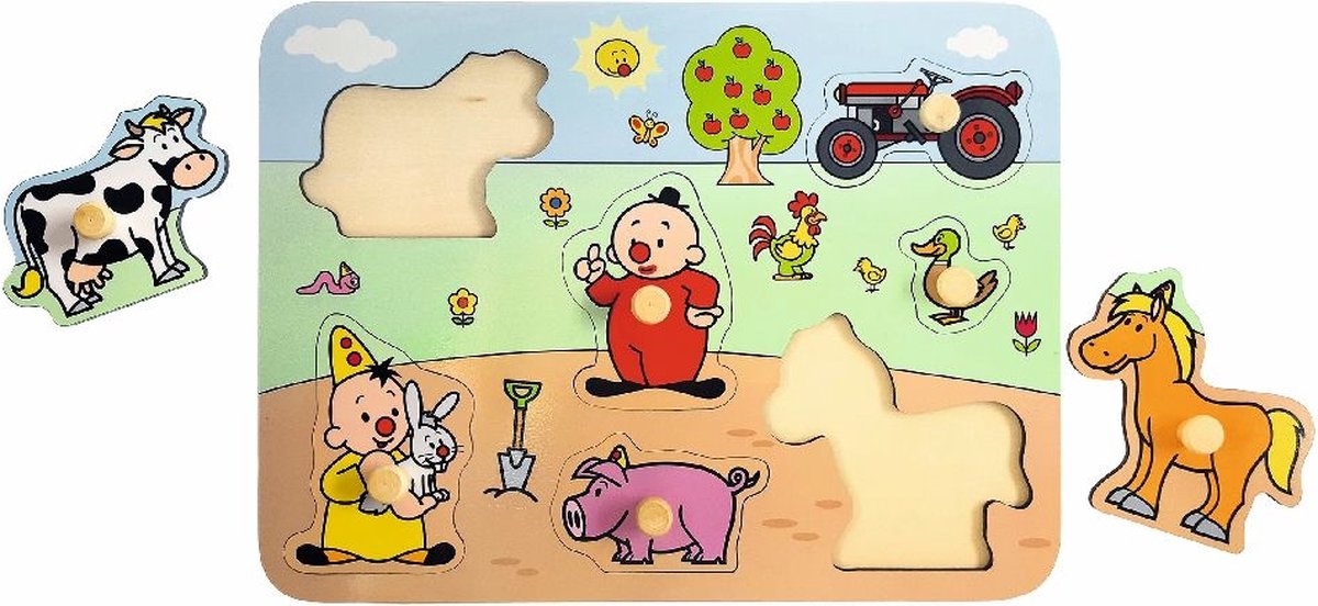 Bumba - Puzzel - Houten Puzzel - Boerderij - 7 puzzelstukken - Met nopjes - FSC 100% — afbeelding 6