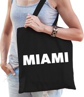 Katoenen Florida/USA/wereldstad tasje Miami zwart - 10 liter -  steden cadeautas