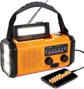 Solar Radiozaklamp - Zaklamp - Radio - Draagbare Radio - Radio op Zonne-energie - Solar - 10000 mAh - Zonne energie - Externe Batterij met USB - SOS en LED zaklamp - Kompas