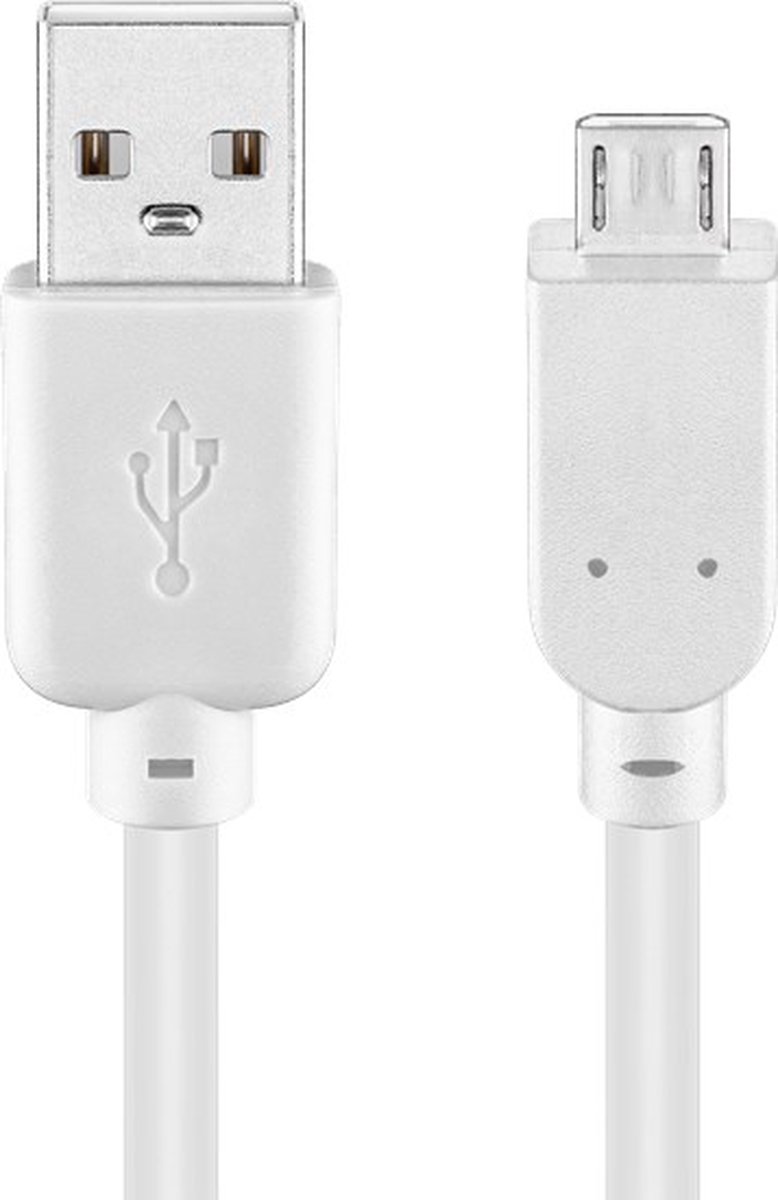 Powteq - 1.8 meter premium USB A naar micro USB kabel - Wit - USB 2.0