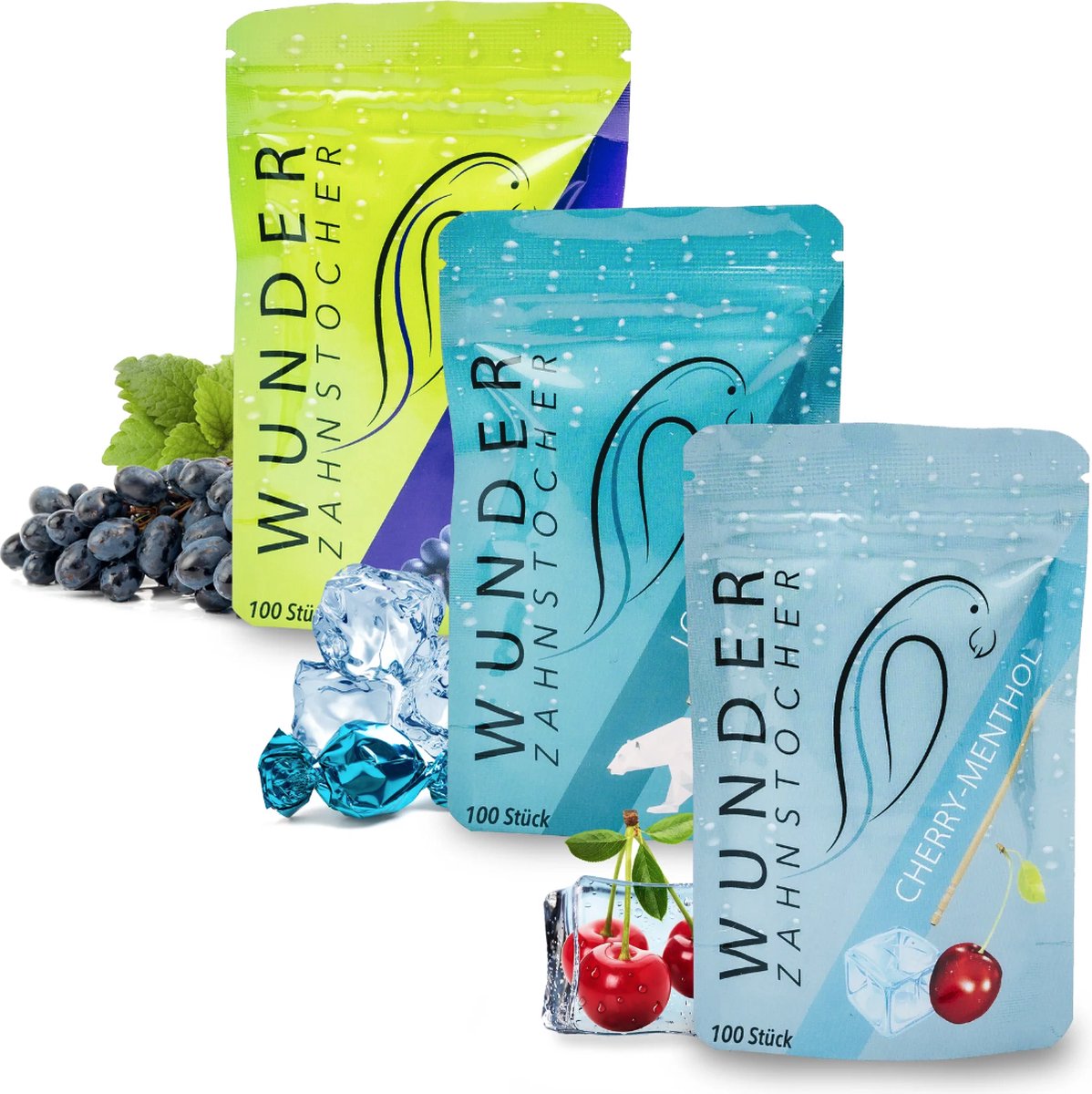 Goedkoopste Wonder Tandenstokers - Tandenstoker met smaak - Sensationele smaakbeleving - Verfris de Adem - Suikervrij - Assorti refill Kers,Ice,Druif