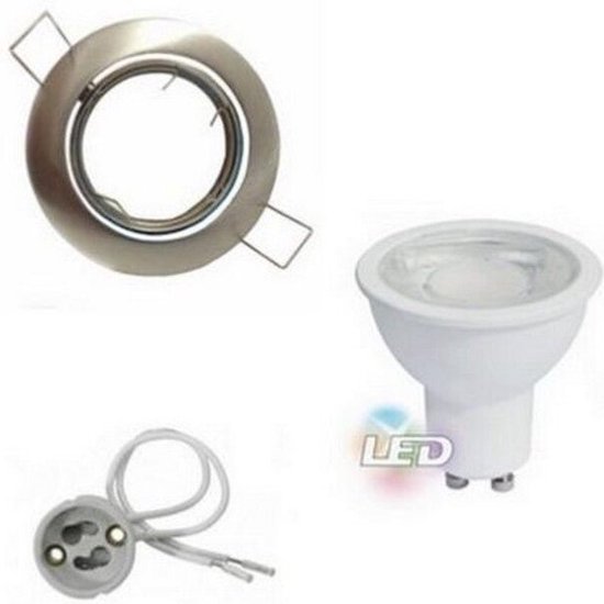 Kit Spot LED GU10 encastrable avec ampoule LED 8W (Pack de 10) - Lumière  Wit