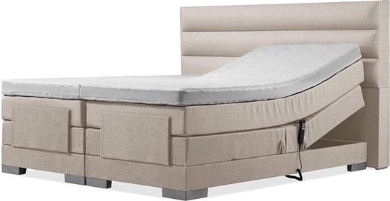 Soft bedden Elektrische Boxspring - 140x220 - Incl. Horizontaal hoofdbord - Beige met plint