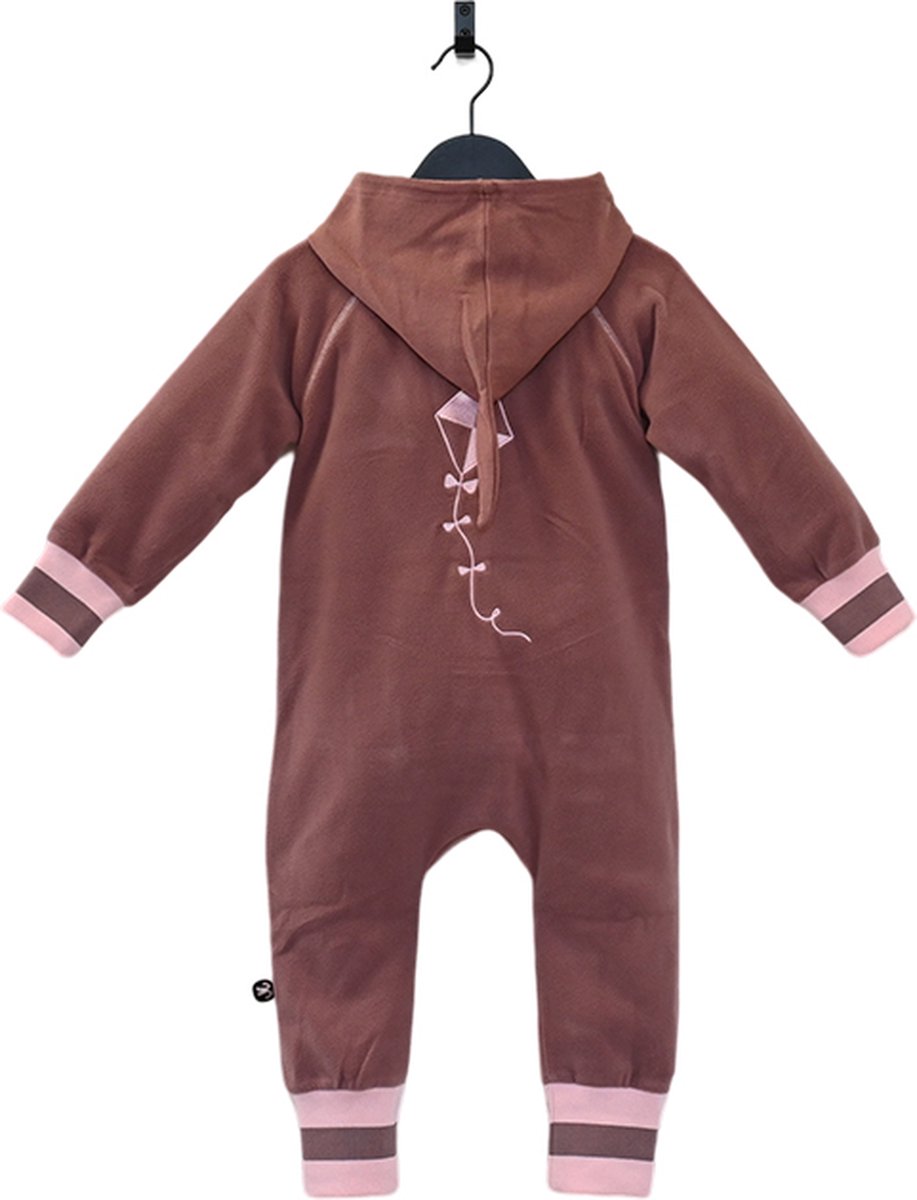 Ducksday - Fleecepak - Onesie voor kinderen - unisex - donkerroze/lichtroze - maat 104/110