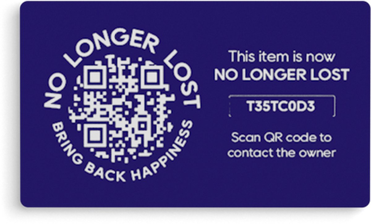 NoLongerLost - Koffer Stickers (x2) - Slimme Sticker klein rechthoek (4.5 cm x 2.5 cm)- Donkerblauw - Unieke QR code - Tracking
