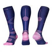 STOX Energy Socks - 2 Pack Sportsokken voor Vrouwen - Premium Compressiesokken - Kleur: Donkerblauw-Roze - Maat: Large - 2 Paar - Voordeel - Mt 40-43