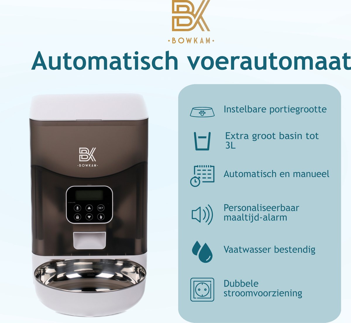 Afbeelding 3 van Bowkam Automatische Voerbak – Voerbak – Voerautomaat – Voerbak Kat – Voerbak Hond – Voerautomaat Kat – Zwart
