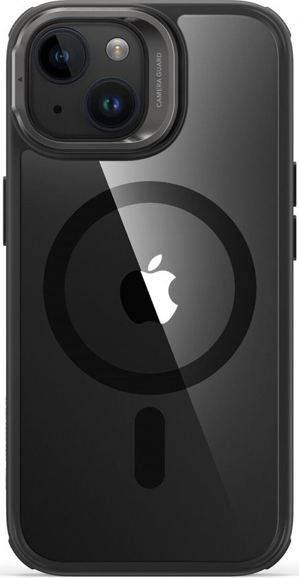 ESR Classic Hybrid HaloLock Coque adaptée pour Apple iPhone 15 – Compatible avec MagSafe – Coque arrière avec support – Béquille pour appareil photo – Zwart transparent
