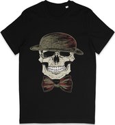 Grappig T Shirt Heren Dames - Doodshoofd Skull Cartoon Print - Zwart - Maat XL