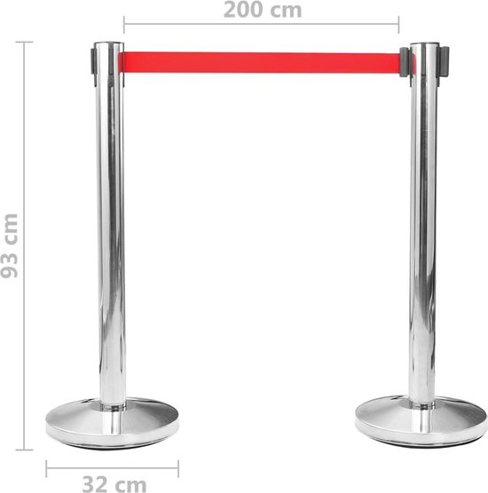 vidaXL Poteaux de clôture 4 pcs avec bandes Acier inoxydable Argent - Poteaux de barrière - Poteaux de clôture - Poteaux de barrière avec bande - Poteaux de clôture avec bande