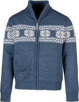 BJØRNSON Jarno Cardigan d'hiver tricoté norvégien pour hommes - Coupe-vent - Taille 4XL - Blauw
