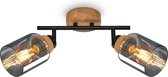 BRILONER - HEMA - Spot, met hout, rookglas, 2x E27 max. 10W