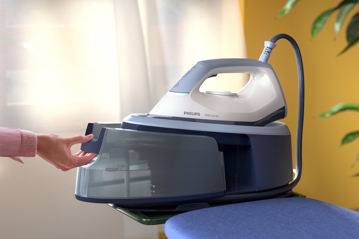 Philips Stoomstrijkijzer met Stoomgenerator PSG3000/20 - Met Station - Snel Warm - Verticaal Strijken - Groot Reservoir - Blauw — afbeelding 3