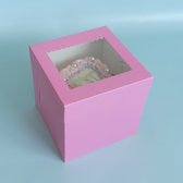 Boîte à gâteau haute rose bonbon - 255 x 255 x 255 mm + vitrine de magasin (10 pièces)