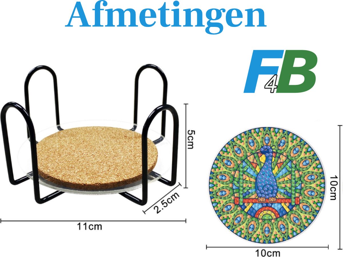 F4B Diamond Painting Onderzetters Honden – 10 Stuks – Ø10 cm – Rond — afbeelding 2