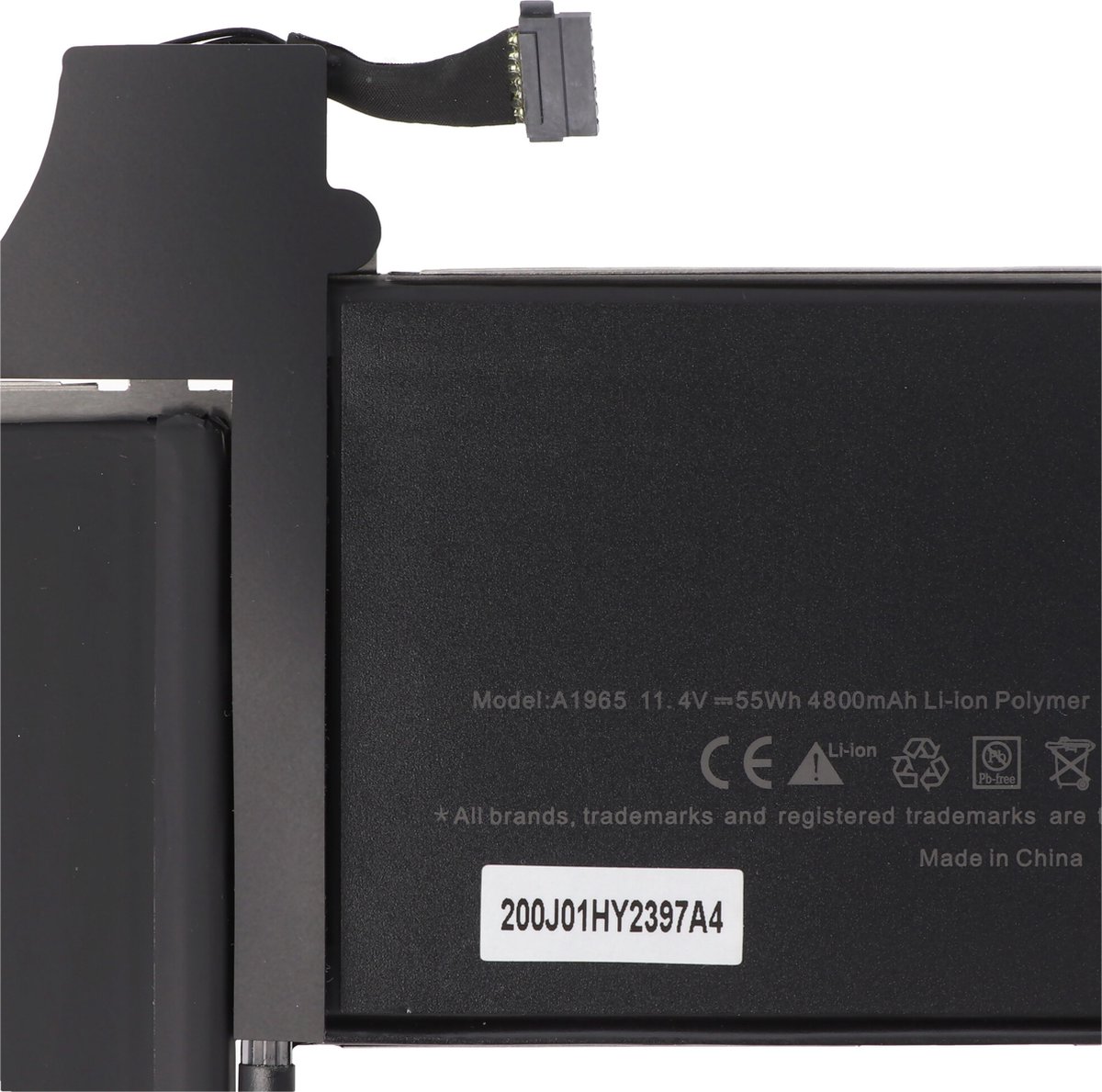 Accu geschikt voor A1965 voor MacBook Air 13 "A1932, Li-Polymer, 11.4V, 4825mAh, 55.0Wh, ingebouwd, zonder gereedschap