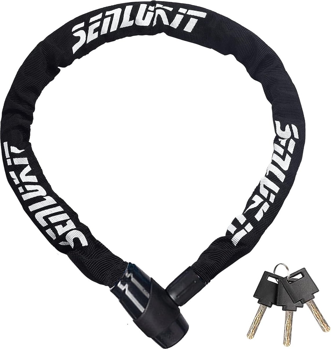 Zwart Senlu fietsslot met 3 sleutels - Hoog beveiligingsniveau kettingslot - Scooterslot, antidiefstalslot, motorfiets, brommerslot