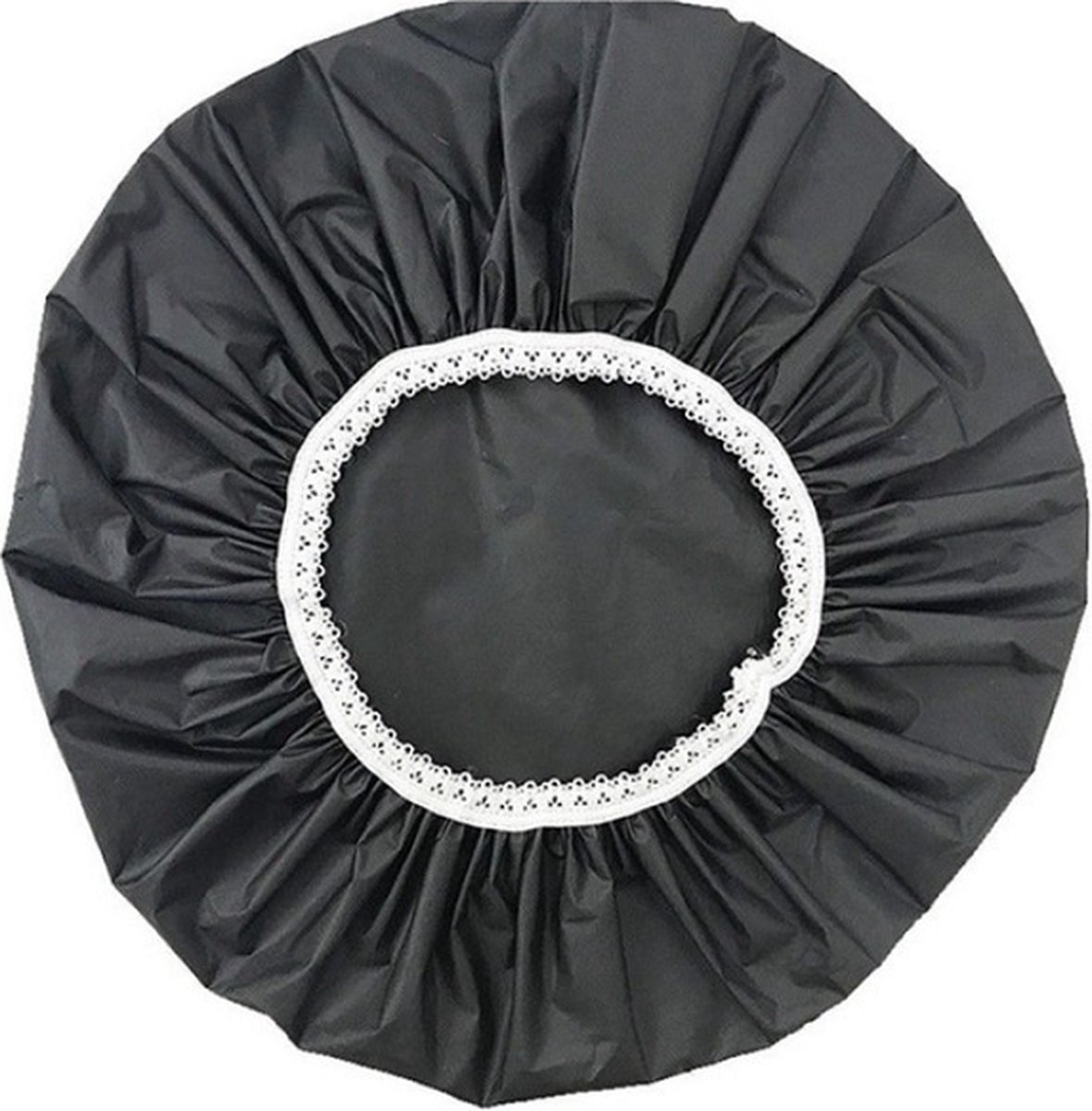 Douchemuts zwart 2 stuks - shower cap black - nylon/kunststof - unisex - one size - Merkloos