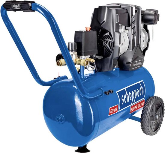Scheppach HC20Si Compressor ultrastil, 54 dB, 750 W, reservoir met 20 l, 10 bar, olievrij en onderhoudsarm, luchtinlaat 200 l/min, snelkoppeling