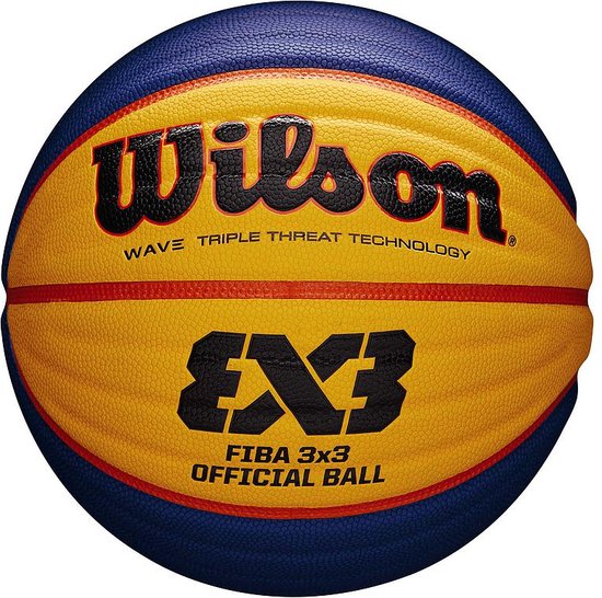 Wilson FIBA 3x3 - Basketbal Official - Geel Blauw - Maat 6 - Kinderen en volwassenen
