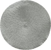 Decoris 1x stuks ronde placemats zilver 38 cm van kunststof - Tafeldecoratie/kerstversiering - onderleggers