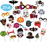 Photobooth Props - 25 Stuks - Halloween Decoratie - Foto Props - Feest Versiering - Halloween Accesoires - Foto Accessoires op Stokjes - Party