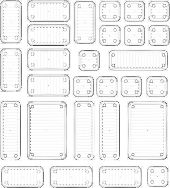 Radikor lade-inzetstuk lade Organizer - 15 stuks make-uptafel Organizer in 4 maten, lade Organizer, make-up Organizer, lade-opbergsysteem voor bureau, kantoor, keuken, badkamer Radikor lade-inzetstuk lade Organizer - 15 stuks make-uptafel Organizer in 4 maten, lade Organizer, make-up Organizer, lade-opbergsysteem voor bureau, kantoor, keuken, badkamer
