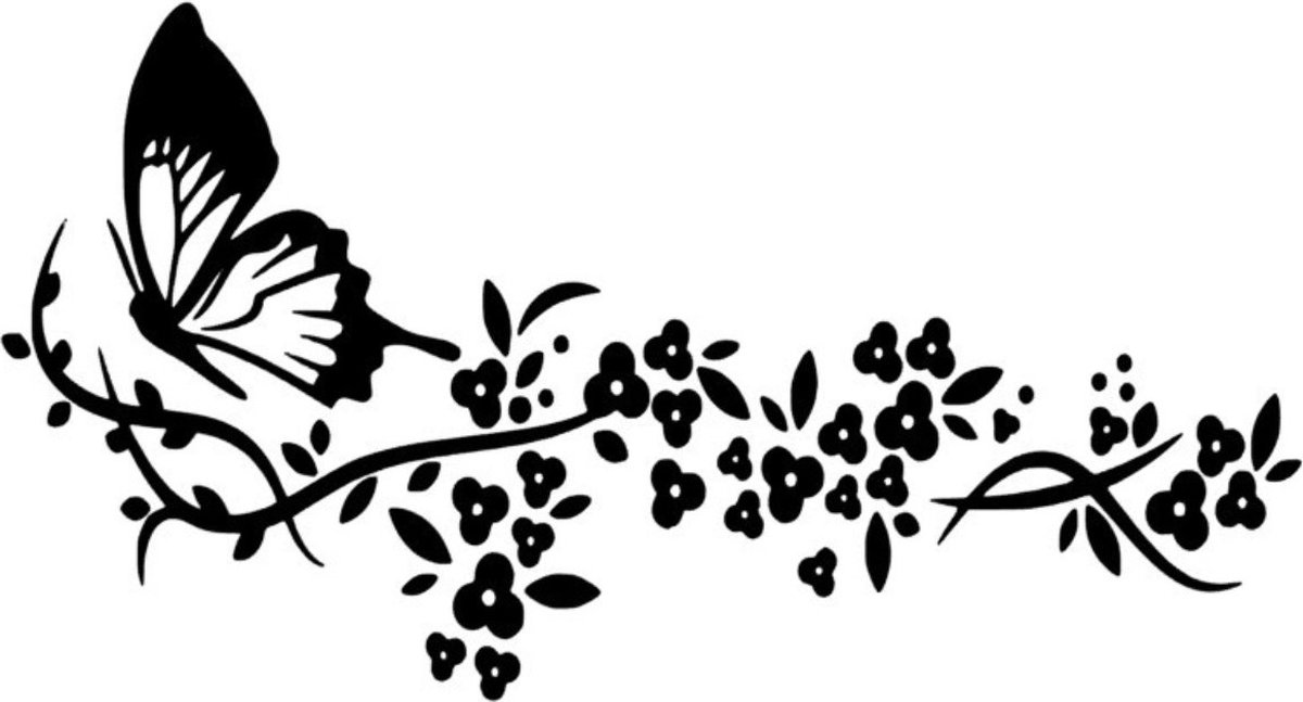 Sticker - auto - raam - auto tuning vlinder met bloemen -