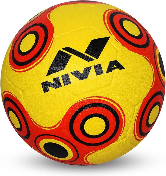 Nivia Spinner Training Football (Yellow/Red, Size 5) | Material: PVC | Soccer Ball | Youth & Adult | Waterproof | Ideal for Training