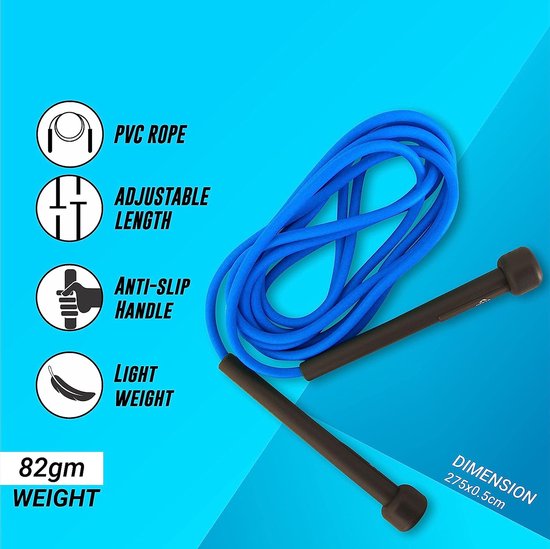 Nivia Trainer Corde à sauter pour hommes, femmes et enfants, corde à sauter pour l'entraînement, pour l'entraînement et la perte de poids, corde d'exercice, corde à sauter pour l'entraînement, le sport, le fitness/gym, (bleu)