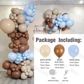 Ballonnen - babyshower - verjaardag - 128stuks - blauw - bruin - zand - geschikt voor ballonnenboog -