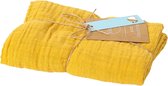 Mousseline doek/gaassue van 100% biologisch katoen als nuscheli voor baby's of als mode- en decoratieaccessoire in mosterdgeel, 75 x 75 cm