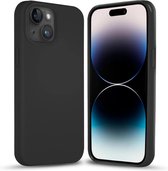 Coverzs telefoonhoesje geschikt voor Apple iPhone 15 Solid silicone hoesje - extreem dun design - optimale bescherming - backcover - zwart