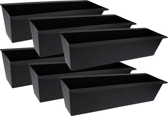 Lot De 6 Jardinières Pour Palette Européenne - Plastique Anthracite 37x9.5x12.5 Cm