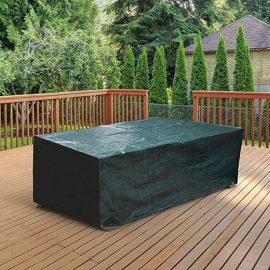 KDXAOBEI Tuinmeubelhoezen, waterdichte terrasmeubelhoes, zware 600D Oxford- stof, rechthoekige tuintafelhoezen, winddicht, scheurbestendig, 115 x 114 x 70 cm (zwart