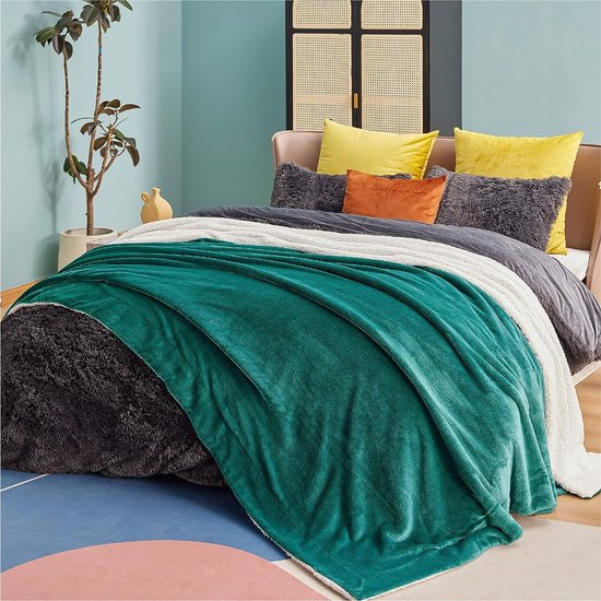 Couverture pour le canapé, couverture câline, grande housse de canapé  Sherpa chaude, couverture épaisse, couverture de canapé, 220 x 240 cm