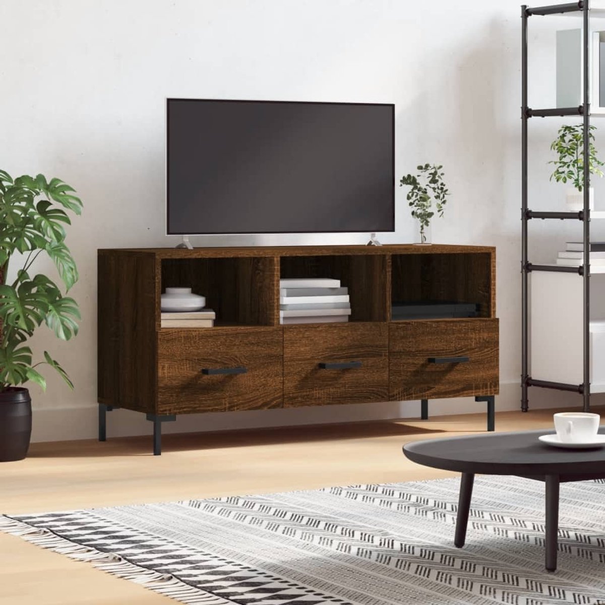 vidaXL Tv-meubel - 102x36x50 - cm - bewerkt - hout - bruin - eikenkleur