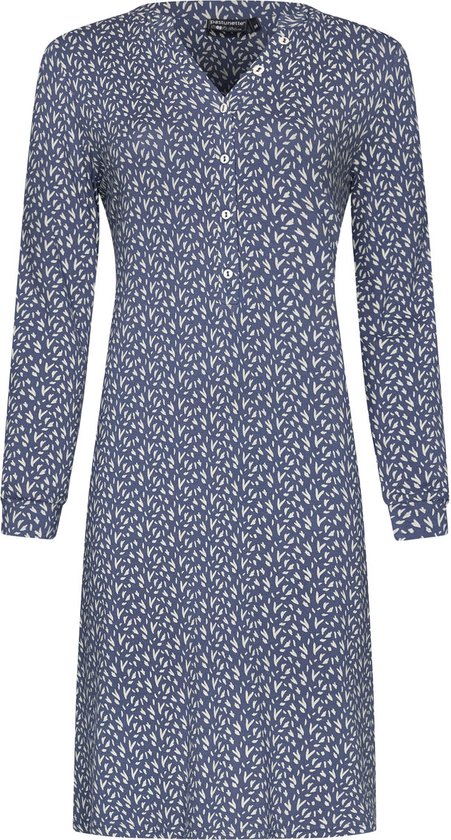 Ringella Dames Nachthemd Katoen Modal 50/50 - Zacht Slaapshirt Met Lange Mouwen, Ronde Hals En Knoopsluiting, Grafisch Cirkelmotief
