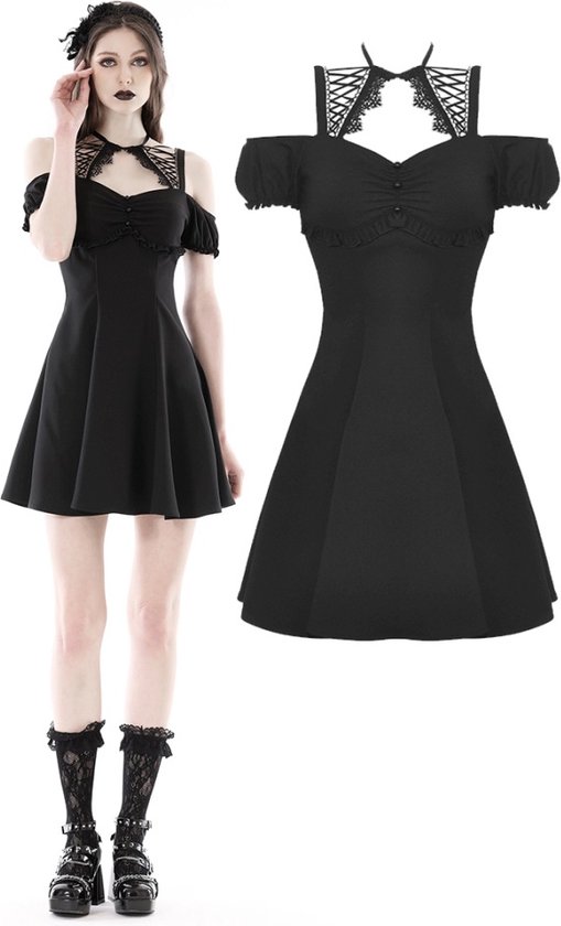 Dark In Love Mary Velvet Jurk Zwart