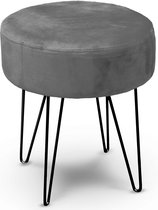 Unique Living Kruk Davy - velvet - grijs - metaal/stof - D35 x H40 cm