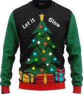 JAP Foute kersttrui - Let it glow - Met lichtjes - Kerstcadeau volwassenen - Dames en heren - 2XL - Zwart