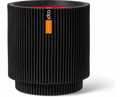 Capi Europe - Vaas cilinder Groove NL - 36x38 - Zwart - Bloempot voor binnen en buiten - Levenslang garantie - Breukbestendig - 100% Recyclebaar - CO2 Neutraal geproduceerd - KGVBL882